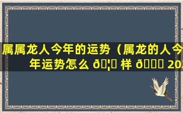 属属龙人今年的运势（属龙的人今年运势怎么 🦄 样 🐞 2021）